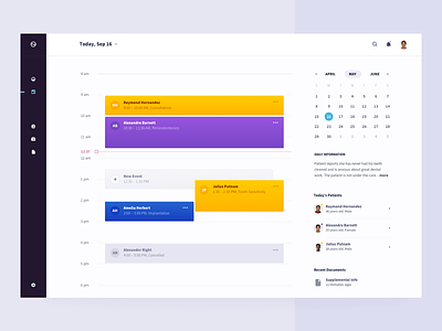 healthbeat, day view app brandnew calendar dashboard day day view design doc doctor doctor app health health care patient ui ux