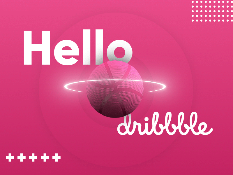Hello Dribbble! 3d 3d animation aftereffects basket basketball cinema4d hello hello dribble hellodribbble logo motion pink