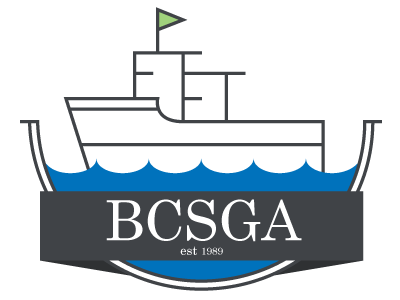 BCSGA Logo boat design fishing logo minimal type typography water