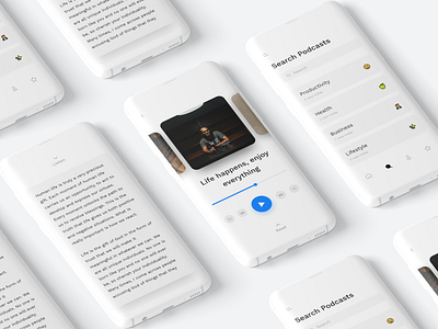 ListenUp - Audio Book App audio app audio player audiobook clean ui design experience design interface design minimal minimalistic mobile app design mobile design mobile ui product design ui user experience user experience design user interface user interface design ux