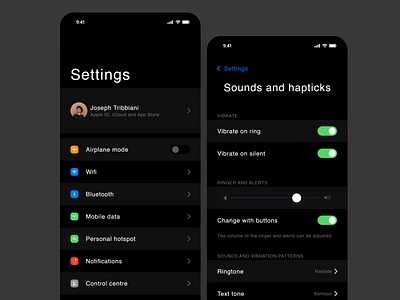 iOS Settings Redesign Dark-mode