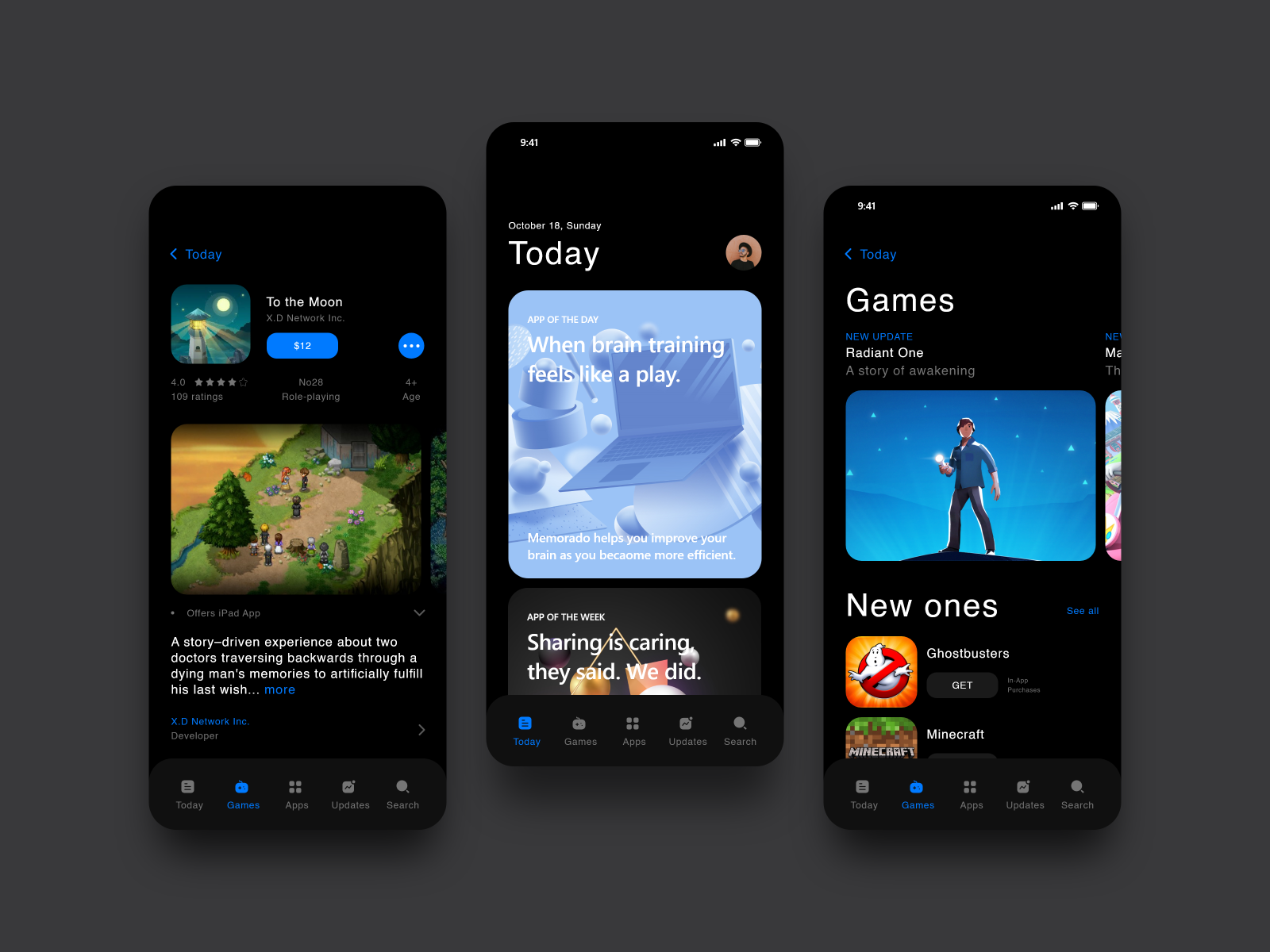 iOS AppStore Redesign Dark-mode by Abraham on Dribbble