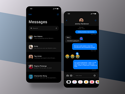 iOS Messages Redesign Dark-mode