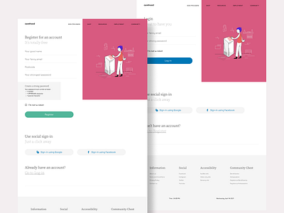 Carehood - Register and Login Page