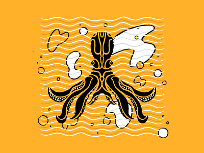 Living Things bubbles creature illustration ocean octopus octopus logo sea series