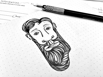 Face of the Day beard big eyes curves drawing eyes face hair. curve hair lines nose pencil
