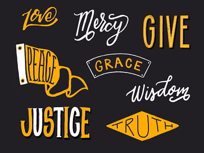 Words to Ponder encouragement give give back grace hand lettering inspire justice lettering logotype love love type mercy peace ponder texture truth type typography words words of wisdom