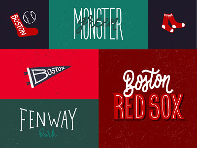 Red Sox boston boston baseball boston red sox fenway park green monster hand lettering hand made lettering logo mlb baseball red red sox retro vintage vintage baseball