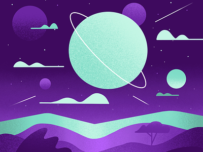 Textured Landscape awesome beautiful grain grainy illustration illustrations landscape planets scenery series shooting star stars texture