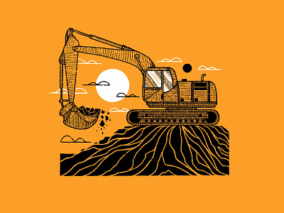 Dig build building construction dig digging digital digital ink digital inktober dirt equipment excavator illustration inktober inktober 2020 inktober2020 landscape print series procreate series texture