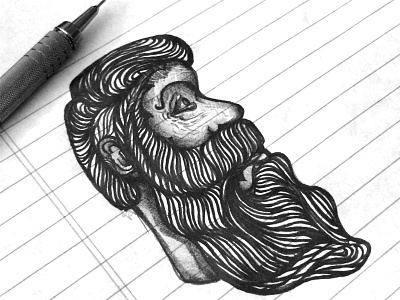 Rough Sketch beard beard lines face line work profile