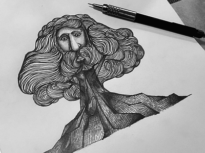 Man In The Tree WIP beard beard drawing bearded man man tree tree