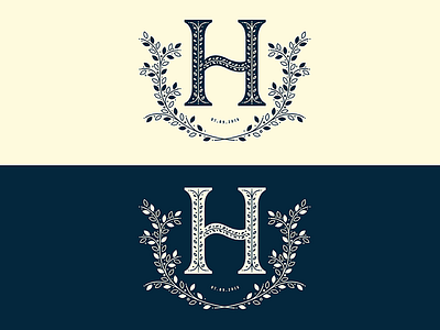 Round 2 floral h h h logo letter h wedding wedding design wedding logo