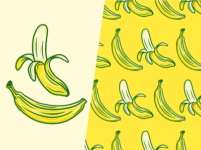 Banana Pattern banana bananas nana pattern patterns peel stem yellow