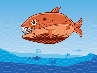 Fish Monster character deep ocean fish drawing game design gaming piranha sharp teeth