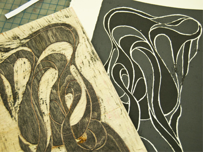 Never-Ending print reduction woodblock