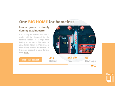 Daily UI Challenge #032 crowdfunding campaign dailyui graphic design home homeless ui ux