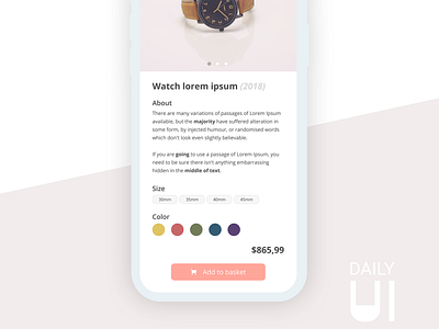 Daily UI Challenge #033 - Customize Product app customize product dailyui design flat graphic design ui ux