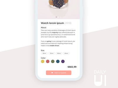 Daily UI Challenge #033 - Customize Product