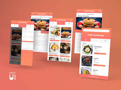 Daily UI Challenge #040 - Recipe app appdesign applicaiton dailyui design developement food food app graphic graphicdesign meals menu navbar recipe screen screendesign ui userexperiance userinterface ux