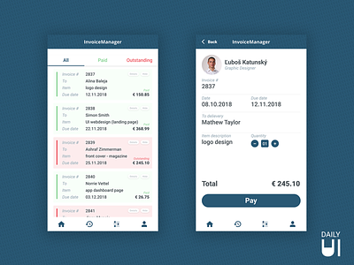 Daily UI Challenge #046 - Favorites app challenge dailyui design app invoce invoice design payday payment payment method screen ui uiux user user account ux