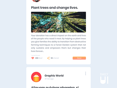 Daily UI Challenge #047 - Activity Feed activity activity feed appconcept appdesign dailyui design designapp feed like share ui uiux userexperience userinterface ux