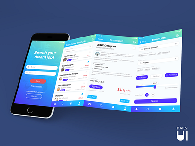 Daily UI Challenge #050 - Job Listing app appdesign bid bidding company daily 100 challenge dailychallenge dailyui job job application joblisting listing login mockup presentation design request sign in ui uiux ux