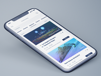 Daily UI Challenge #070 - Event Listing app appdesign blue category dailyui design designer event event app event listing experience inspiration interface mockup search share ui ui ux ui ux design ui design