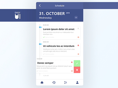 Daily UI Challenge #071 - Schedule app app concept appdesign dailyui delete design digitalart edit homepage lorem ipsum notification schedule settings template time ui user userexperiance userinterface ux