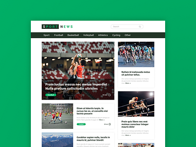 Daily UI Challenge #094 - News category concept dailyui design frontend green landing page logo logotype menu navigation navigation menu photoshop spoertapp sport web webdesign webdesigner webpage website