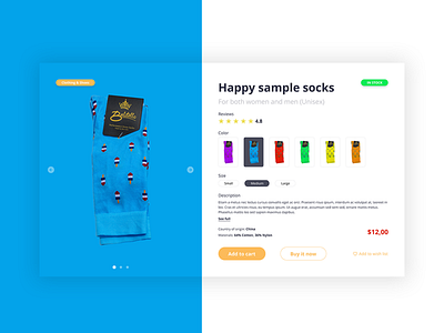 Daily UI Challenge #096 - In Stock blue buttons buy category color dailyui ecommence eshop inspiration interace page price shadow shop shopping site socks web webdaily webdesign