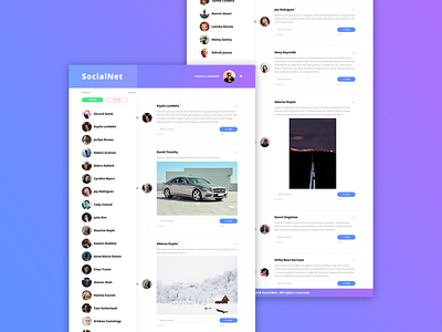 Socialnet website design app chat dailyui gradient graphic design post profile social social app socialnetwork ui uidesign uiux user userinterface ux uxdesign web webdesign webpage