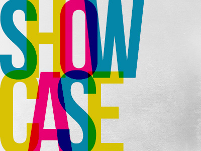 Showcase Ex. advertisement blue bold branding colour design flat logo overlay print type typography