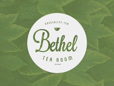 Bethel Tea Room cafe design green icon logo shop stamp type white