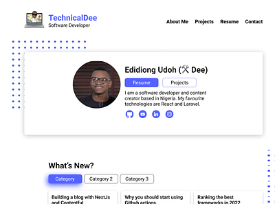 Software developer portfolio with blog design ui ux