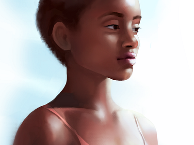 Portrait of a Black Woman beautiful woman black camisole portrait portrait art portrait painting sunlight