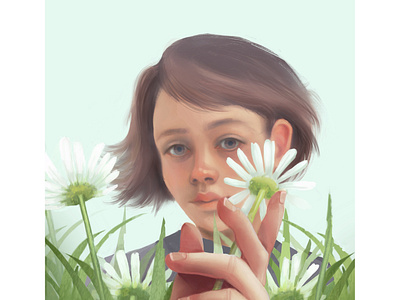 Not picking flowers bookcover children art children book illustration field of wildflowers flowers girl illustration photoshop portrait procreate wildflowers young girl