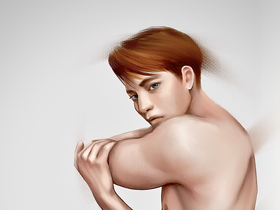 Redhead with muscles pretty men men male model human anatomy illustration character design