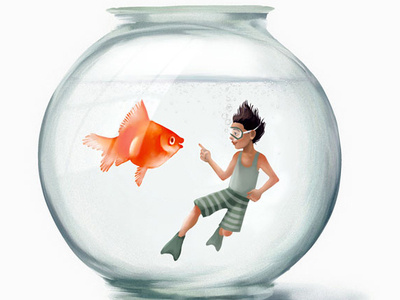Living in a fish bowl diversity character design goldfish children art children book illustration illustration