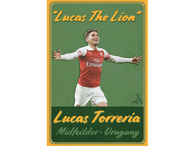 Lucas The Lion advertisement arsenal fc branding design football illustration illustrator photoshop player card poster typography vector