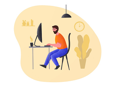 Working Day design flat guy illustration vector work