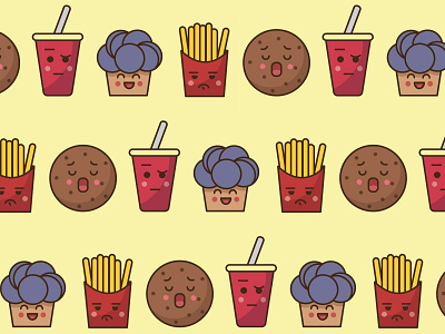 Food print design flat illustration pattern vector