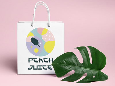 Peach Juice branding design flat illustration logo vector