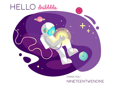 HELLO astronaut design flat hellodribble illustration vector