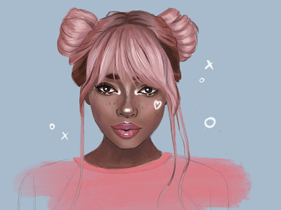 Hello Kitty digital girl illustration paarvaigalpaintings pink portrait procreate