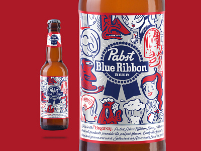 Pabst Blue Ribbon Bottle Art