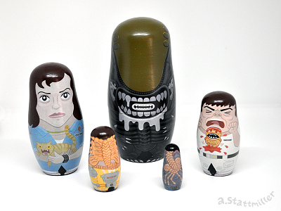 Alien Nesting Dolls alien cult illustration movie nesting dolls pop culture product design sci fi toy toy design vector