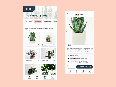 Mobile Plant Store Design ecommerce site mobile mobiledesign plant store plants product page ux design