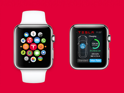 Tesla Watch App car interface design tesla ui watch app