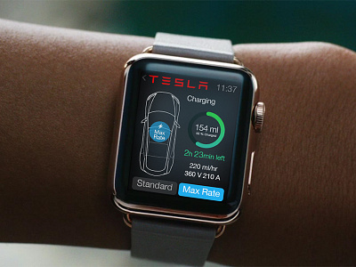 Tesla Watch App Concept Design car interface design tesla ui watch app